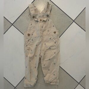 $5/30 Carter's Tan Overalls with Navy Anchor Pattern